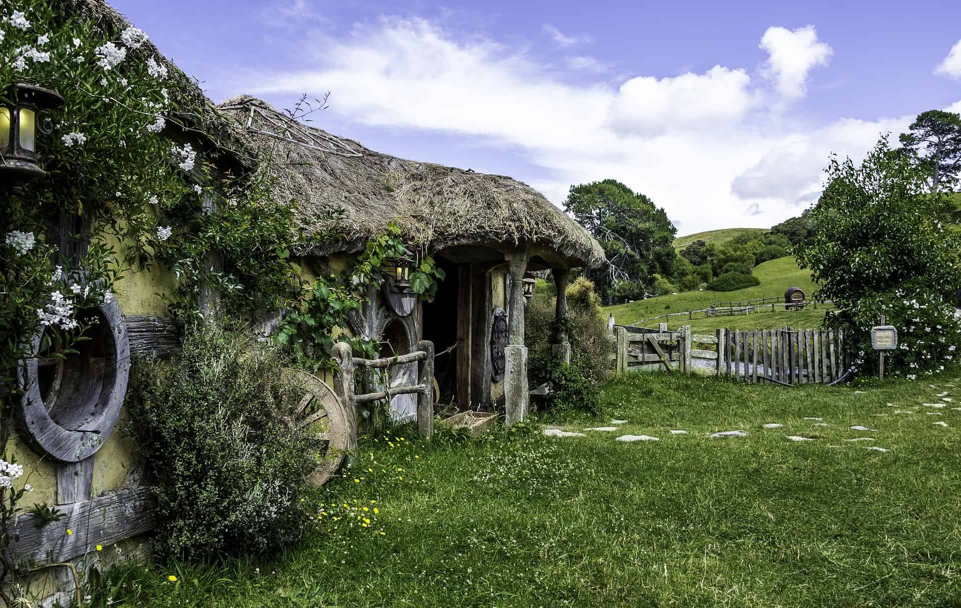 Hobbit huisje in Nieuw-Zeeland.