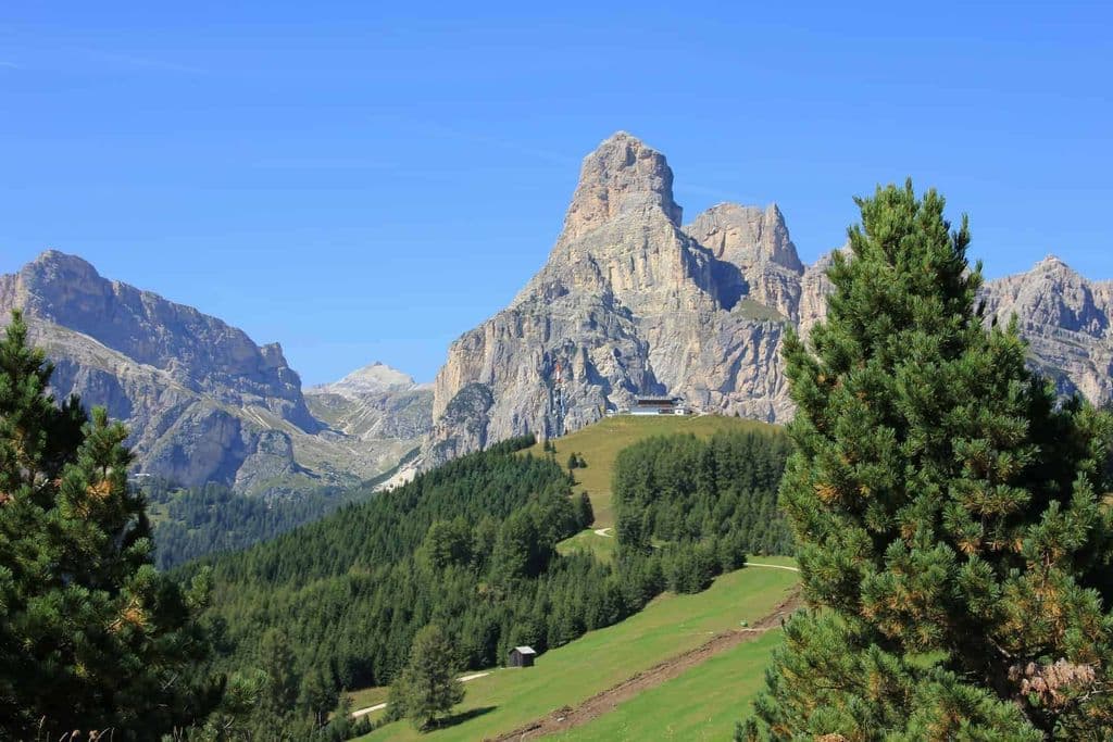 Berglandschap met bomen.