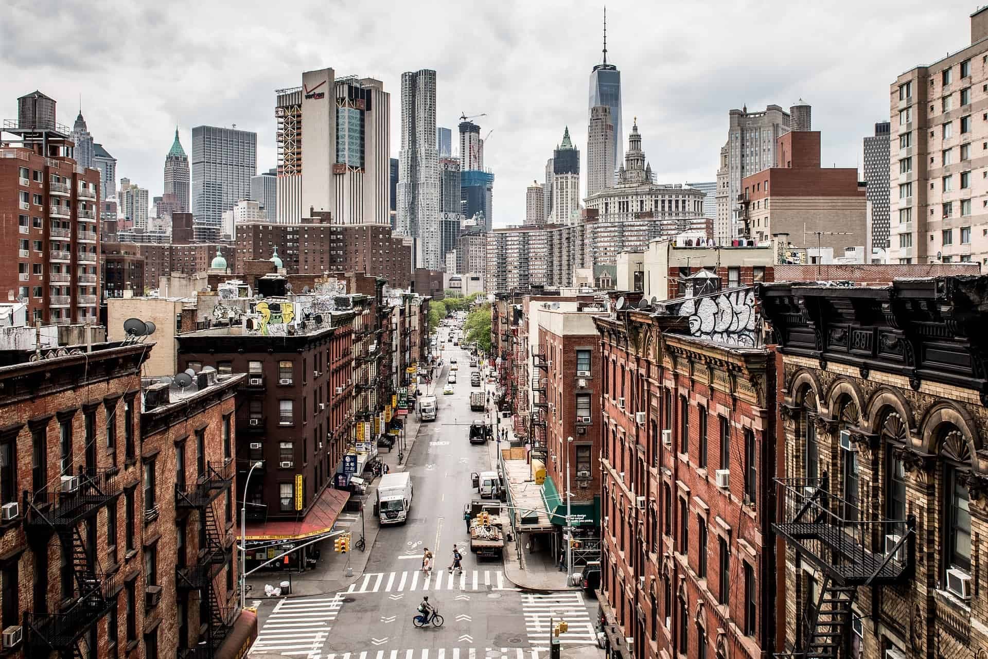 Bovenaanzicht van de stad Manhatten in New York.